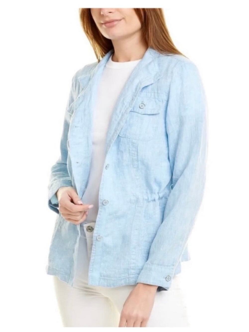 J. McLaughlin Vista Linen Jacket Seaside Blue XL NEW